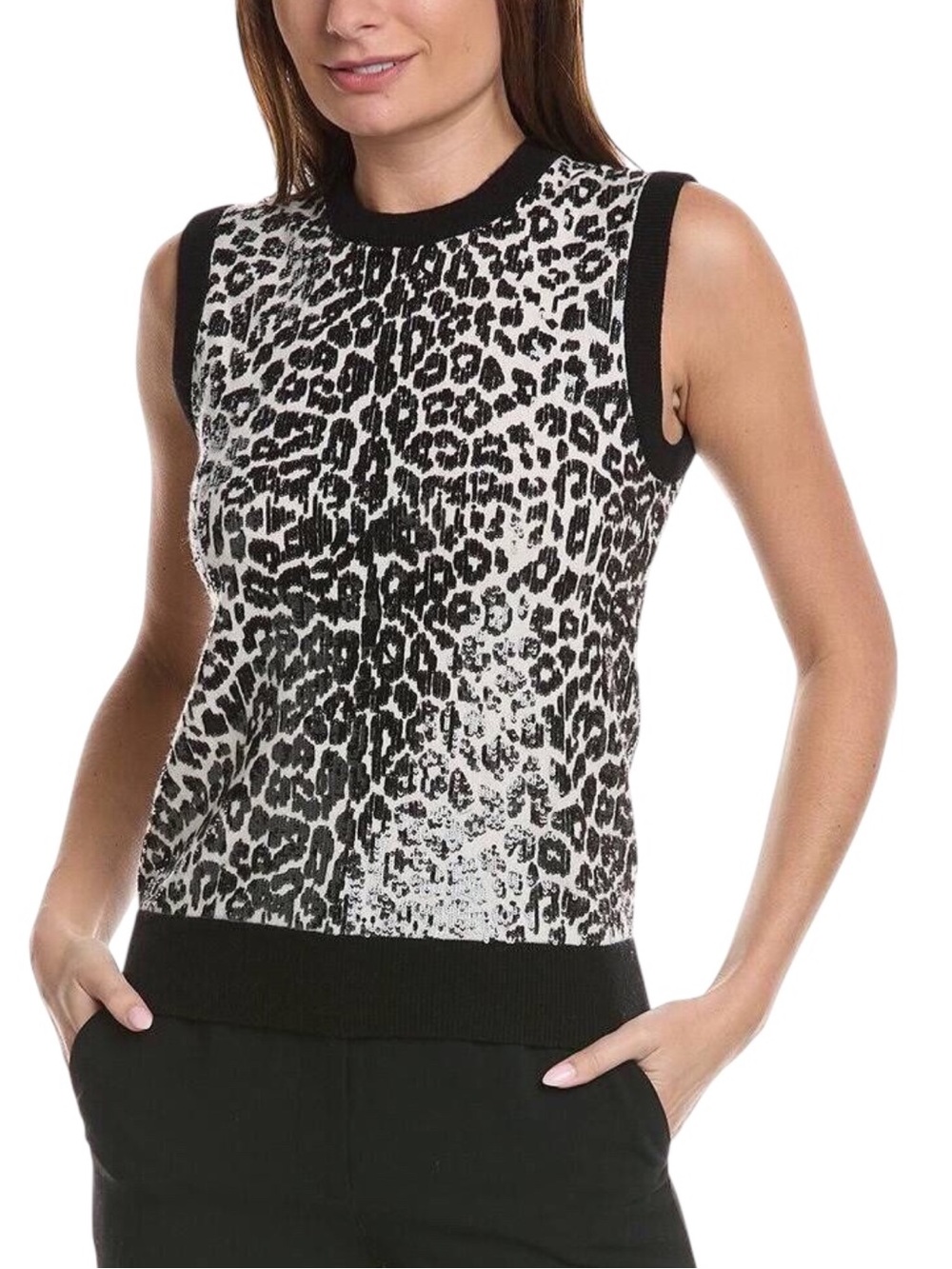 Michael Kors Collection Cashmere Leopard Sequin Top